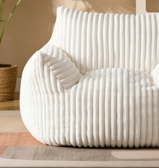 Adult giant plush beanbag chair with armrests - extra-large comfortable beige beanbag lounge sofa, suitable for living room, bedroom and dormitory, comfortable and fluffy single cloud mini sofa.